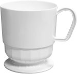 8-Ounce Hard Plastic Coffee Cup/Tea Mug with Handle, 20-Count, Deluxe White