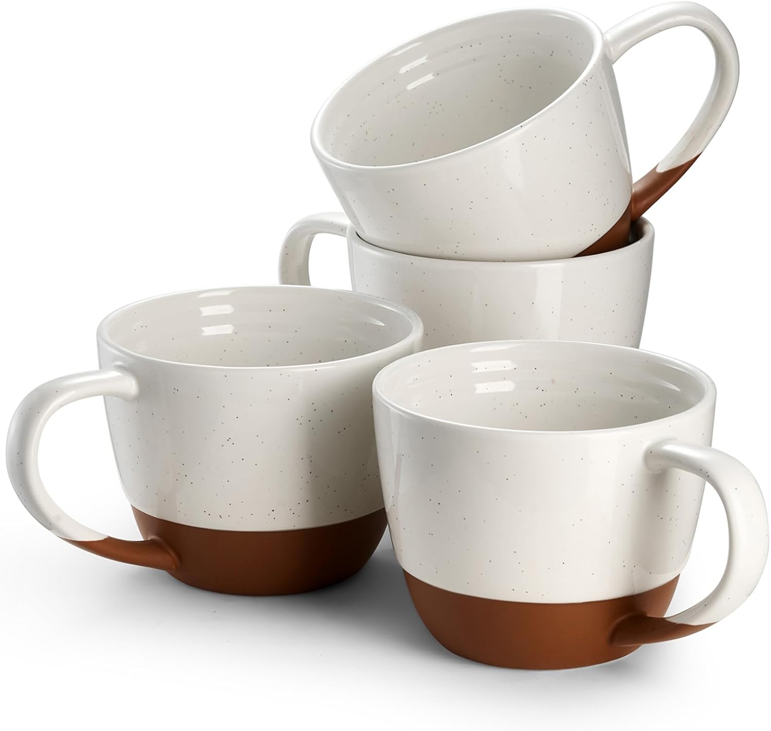 617zyODiUBL._AC_SL1500_.jpg Large Coffee Mugs Set of 4-18 oz Ceramic Coffee Cups with Big Handle for Latte, Tea, Cappuccino, Unique Design Housewarming Gift for Men and Women, Glaze with Specks - Image 1