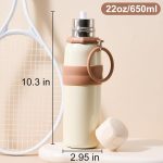 22oz Insulated Water Bottle, Tumblers for Women, Slim Water Bottle, Leak Proof Water Bottles for Coffee, Tea (Beige) - Image 2