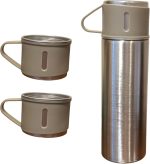 Stainless Steel Vacuum  Gift Set 16.9 oz/500ml Three Cups Insulated for Hot or Cold Beverages Travel Coffee Mug for Everyday Use (Silver)