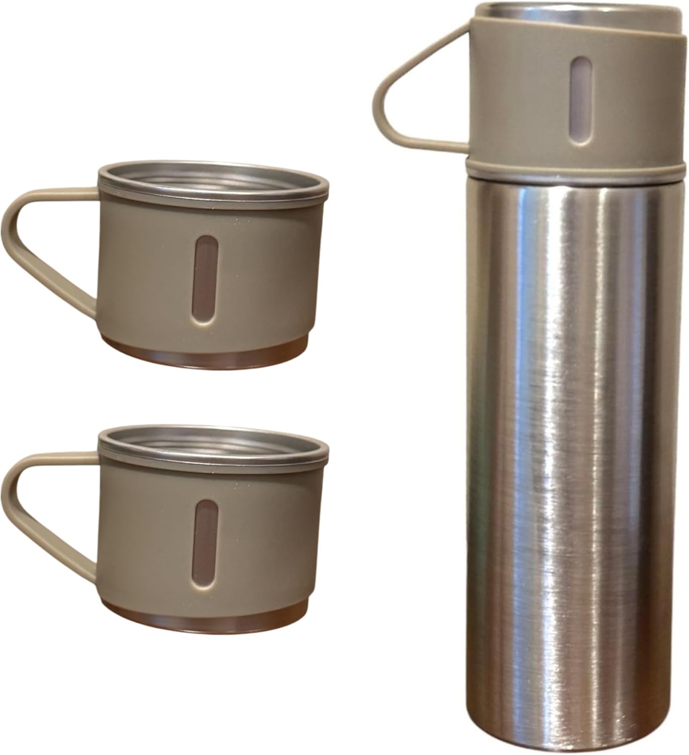 61LGS8kbNNL._AC_SL1500_.jpg Stainless Steel Vacuum Gift Set 16.9 oz/500ml Three Cups Insulated for Hot or Cold Beverages Travel Coffee Mug for Everyday Use (Silver) - Image 1