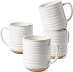 Coffee Mugs 12 oz, Ceramic Mug Set, Housewarming Wedding Gift, Coffee Cups for Latte, Hot Tea, Cappuccino, Mocha, Cocoa - Set of 4, Arctic White
