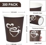 300 Count 12 oz Paper Coffee Cups, Disposable Drinking Cups for Hot or Cold Beverage, 12 ounce Brown Coffee Cups for Party, Business, Travel, Picnic - Image 2
