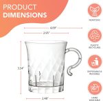 Hard Plastic 8 oz. Swirled Coffee/Tea/ Party Cups With Handle, Clear, 20 Count - Image 2