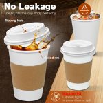 100 Pack 12 oz Leak-Proof Coffee Cups with Lids and Sleeves Disposable To Go Hot Travel Paper Cups, Hot Chocolate, Cocoa, Coffee Bar Supplies - Image 2