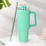 4 Pack 40 oz Sublimation Shimmer Green Pink Red Purple Tumbler with Stainless Steel Straw and Lid, Insulated Double Wall Vacuum  Cups with Handle - Image 2
