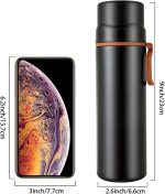 Insulated Water Bottle-Stainless Steel Vacuum Coffee Cup with Handle,Flask Double Walled Sport Travel Mug with Leakproof Lid,Keep Hot & Cold 12 Hours Free 15oz(Black) - Image 2