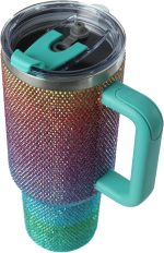40oz Rhinestone-Encrusted Insulated Tumbler - Premium Bling Stainless Steel Water Bottle with Handle, Double Wall Vacuum Technology, Includes Leakproof Lid and Straw - Image 2