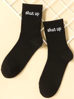 Slogan Graphic Crew Socks - Image 3